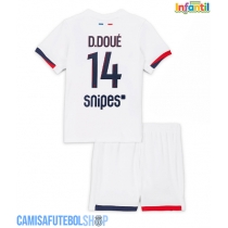 Camisa de time de futebol Paris Saint-Germain Desire Doue #14 Replicas 2º Equipamento Infantil 2025-26 Manga Curta (+ Calças curtas)